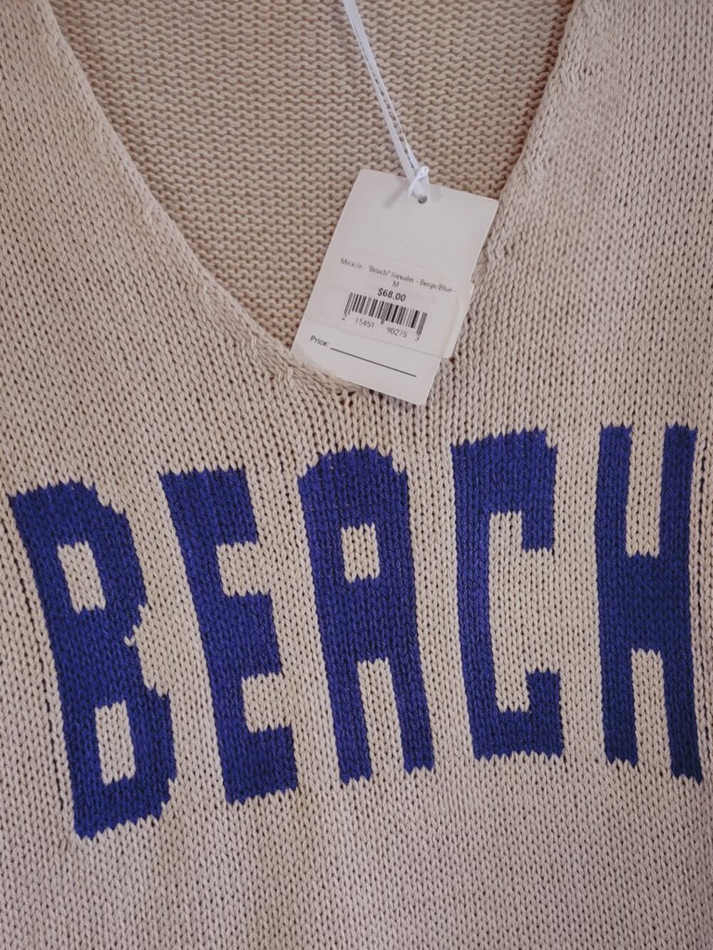 Miracle 'Beach Cotton Sweater Sz Medium Coastal Nautical Boho Fisherman - Picture 7 of 9